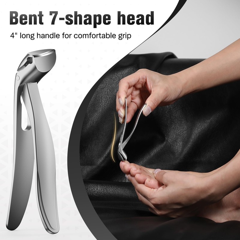 FERYES Angled Head Long Handled Toenail Clipper for Seniors -