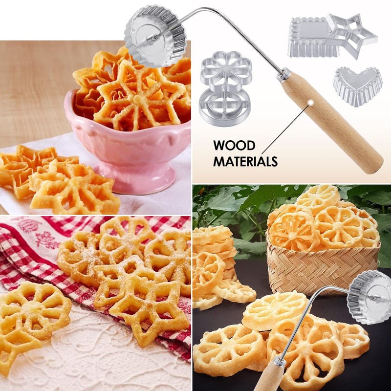 7 Pieces Rosettes Timbale Set, Rosette Iron Set with Handle,