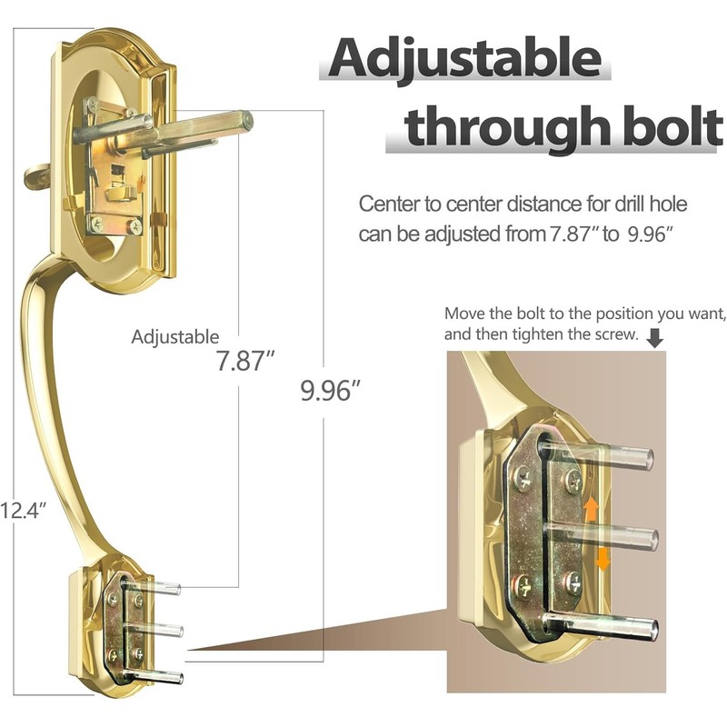 YYTDZSW Front Door Handle, Gold Door Handles Exterior, Polished Brass
