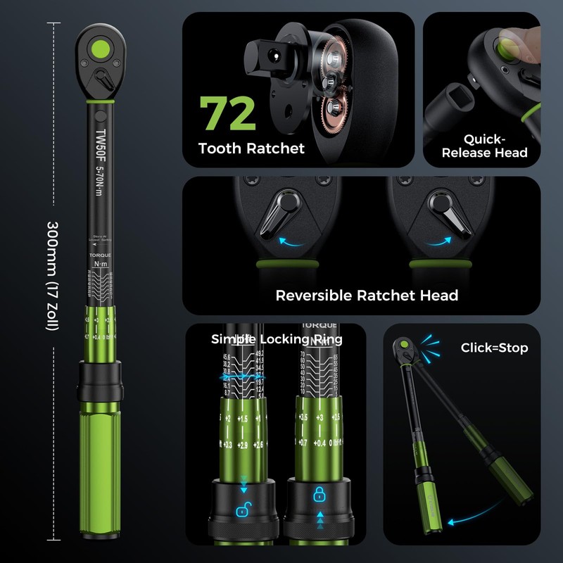 ETOOLAB 3/8 Inch Torque Wrench, 5-70 N·m/5-49.2 lbf·in, ±3% Error