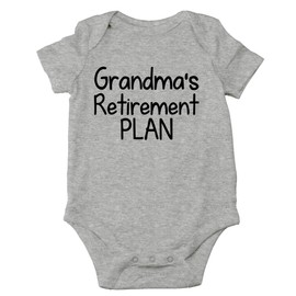 CBTwear Grandma’s Retirement Plan - Baby Clothes - Funny Newborn Bodysuit Outfits for Boys and Girls (12 Months, Heather Grey)