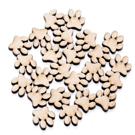 Pack of 25 Wooden Paw Print Flat Shapes - Size 15mm Tall - Wood Shapes for DIY Arts and Crafts Scrapbooking Supplies Laser Cut to Shape 100% Recyclable