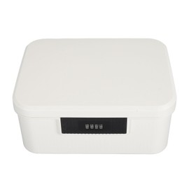 Combination Lock Box, 9L Capacity Double Layer Lockable Storage Box, Lock Box, Locking Box, Empty Storage Case for Medication, Files Document (Cream White)