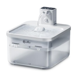 DownyPaws Battery Operated Cat Water Fountain, 84oz/2.5L, Wireless Pet Water Fountain for Cats, Small Dog, Automatic Pet Waterer Fountain, Ultra Quiet Pump, BPA-Free, Christmas Gift Stainless Steel - Color: ABS White