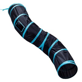 Alnicov Cat Tunnel Tube S-Shaped Tunnels 25x97cm Extensible Collapsible Cat Play Tent Interactive Toy Maze Cat House with Balls and Bells for Cat Kitten Kitty Rabbit Small AnimalBlue