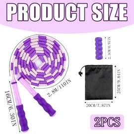Beaded Skipping Rope, Jumping Rope Without Tangling 2.8m/1.1in Adjustable Length, Segmented Soft Beaded Skipping Rope for Women Fitness, Can Be Used for Aerobic Exercise and Endurance Training