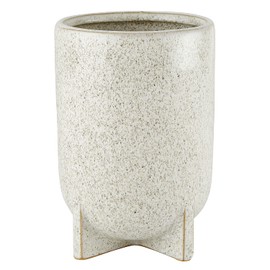 47th & Main Ceramic Footed Planter Pot, 6" Tall, White Speckled