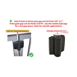 D&D Technologies TCHD1AL1S3BTS TruClose Heavy Duty Gate Hinges, for Self Closing Metal Gates up to 154 Pounds, with 1 Alignment Leg, for Square Gate Frame and Post, Black, 2 Count