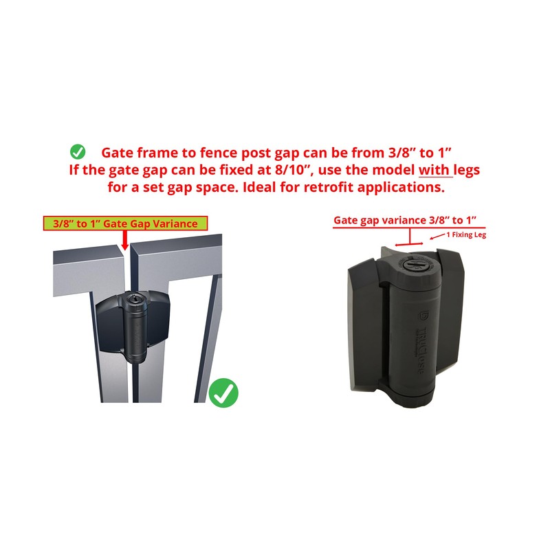 D&D Technologies TCHD1AL1S3BTS TruClose Heavy Duty Gate Hinges, for Self