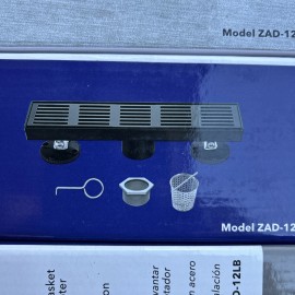 Mediterraneo 12 in. Black Lineal Shower Drain ZAD-12LB Lines Design with Basket