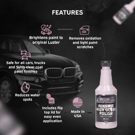 Lane’s Car Polish- Quick Shine, Exterior Care Products, Brightens Paints, Polish with no Fillers, Flip Top Lid for Easy and Even Application (16 Oz)