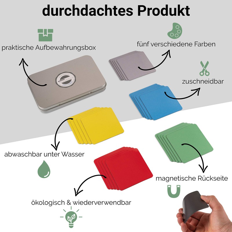 SMILEYBOARD 25 Magnetic Reusable Sticky Notes for Scrum, Kanban, Fridge,