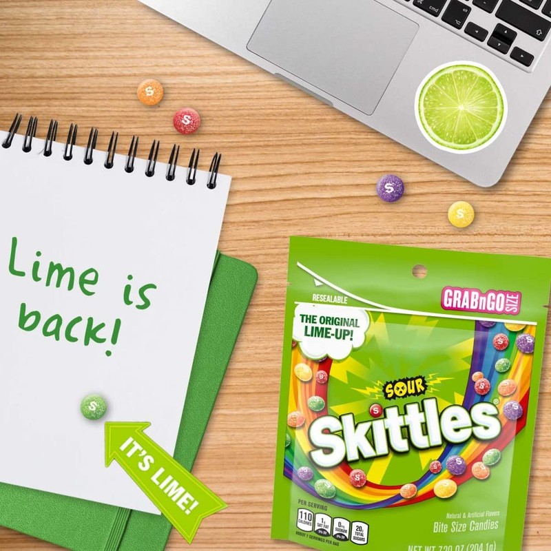 SKITTLES Sours Chewy Candy Bulk, 9 Oz Resealable Bags, 8