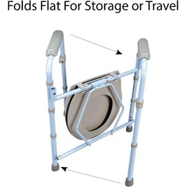 Carex 3-in-1 Folding Bedside Commode with 14 Pack Commode Liners - Porta Potty for Adults - Portable Toilet Supports Up to 300lbs, Bedside Commodes for Seniors and Commode Chair