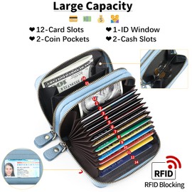 GOIACII Small Genuine Leather Wallet for Women, RFID Blocking Credit Card Holder Wallet