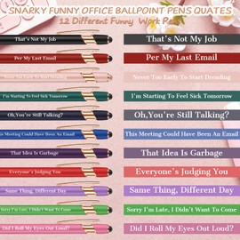 Snarky Funny Office Pens,24 Pcs Negative Sarcastic Hilarious Quotes Work Ballpoint Pens with Stylus Tip for Colleague Co-workers Gift Black Ink (Style 1, 24)