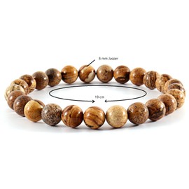 Nathalie Natural Healing Crystal Bracelets For Women/Men, Gorgeous Semi-Precious Gemstones Stretch Beaded Bracelets for Men/Women (Picture Jasper)