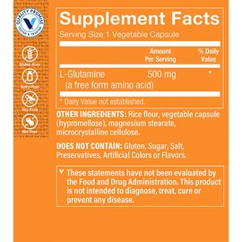 The Vitamin Shoppe L-Glutamine 500MG - Muscle Recovery, Gut Health & Immune Support, Free Form Amino Acid (300 Capsules)