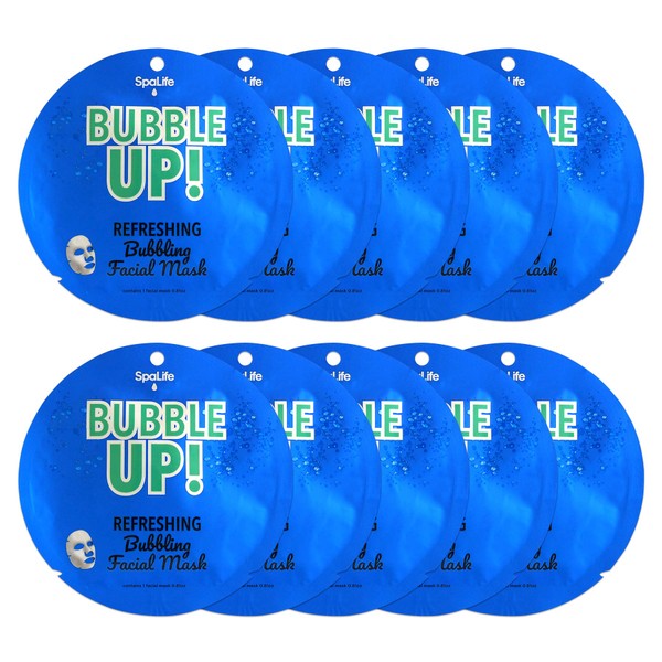 SpaLife Bubble Up Deluxe Refreshing Bubbling Facial Mask 10 count