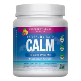 Natural Vitality Calm Citrato de Magnesio en Polvo sabor Frambuesa-limon, 20 Oz (567g)