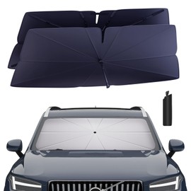 Windshield Sun Shade Umbrella for 2016-2026 Volvo XC90 Accessories: Custom Fit 240T Silver, Double Thickened, Foldable Sunshade Window Sun Visor, Ultimate 99% UV Blocking for T5, T6, T8, Excellence