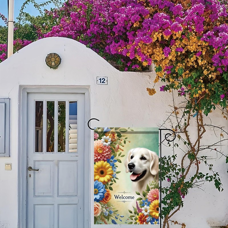 Starlit Patio Welcome Golden Retriever Garden Flag1 2 x 18