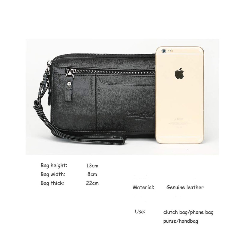 Meigardass Men's Clutch Bag, Genuine Leather, Popular, Simple, Lightweight, Large