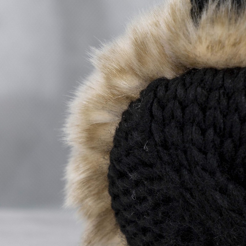 Aran Traditions Knitted Design Faux Fur Earmuffs (Black)