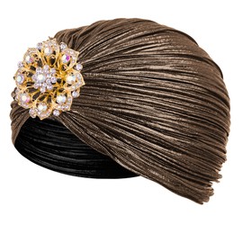 CROWN GUIDE 1920s Gatsby Headpiece Crystal Roaring 20s Costumes Accessories Flapper Cap Exotic Hair Wraps Gold