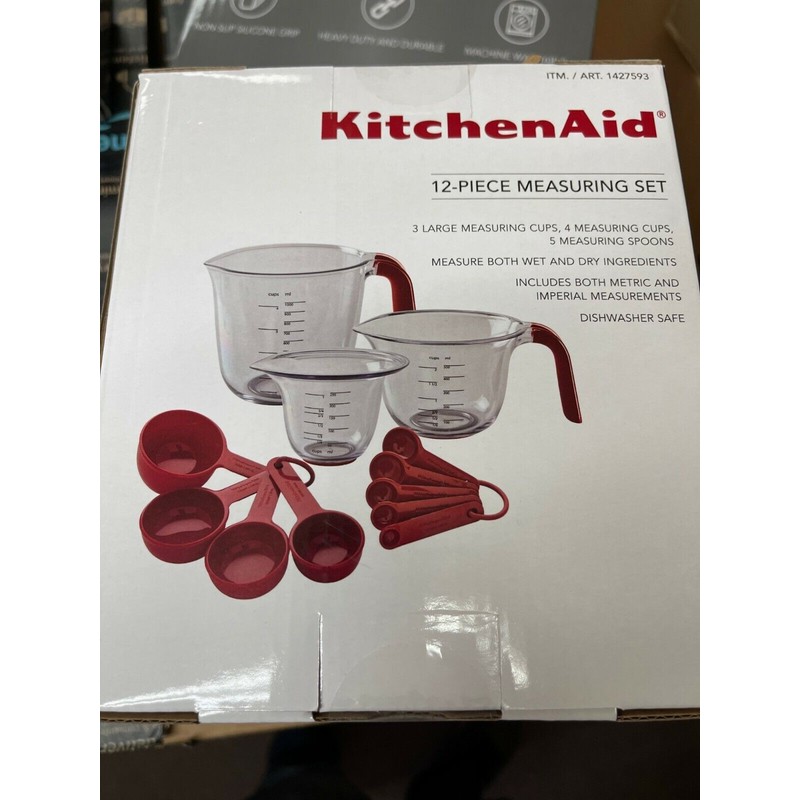 KitchenAid 12 Piece Measuring Set Cups Spoons Set Red and