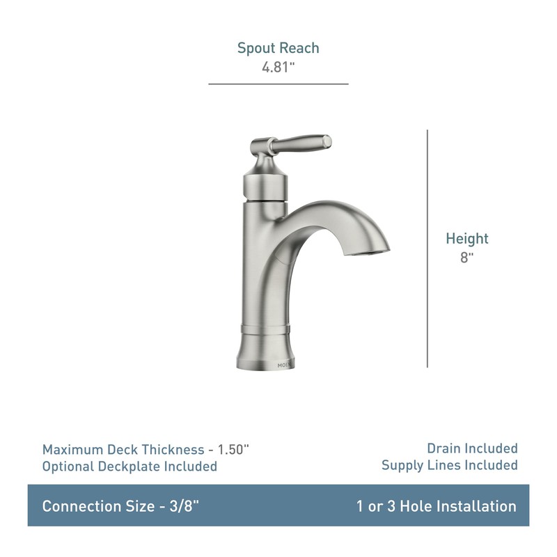 Moen Halle Spot Resist Brushed Nickel One-Handle Single Hole Bathroom