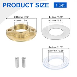 QUARKZMAN Female Thread Hex Nut 3/4 Inch (19mm) Stainless Steel 304 Single Hole Faucet Lock Nuts with Gasket, Faucet Fixing Tool Set for Kitchen Bathroom