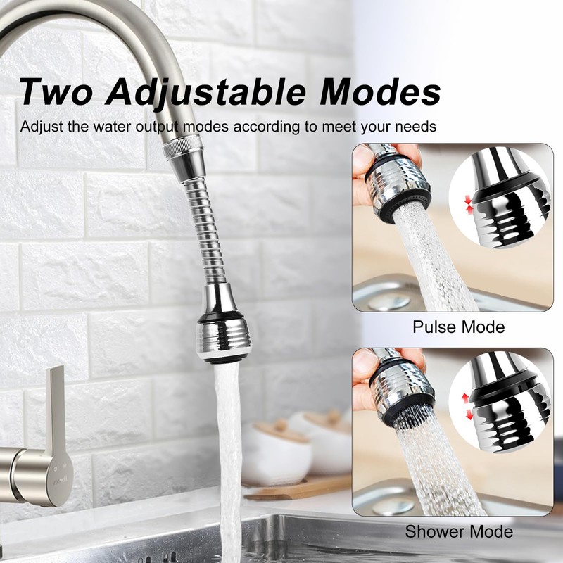 VIPMOON 2 Pack Faucet Aerators Extender, 360 ° Rotatable Anti-Splash