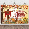 Leowefowa Thanksgiving Banner Polyester 10x8ft Fall for Jesus He Never
