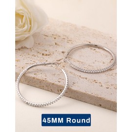 RINEY&KY Large Diamond Hoop Earrings for Women Round Shape Lightweight Moissanite Earring Hoops D VVS1 Certified 18K White Gold Plated Sterling Silver Hoops Non Tarnish 3.42CT 45MM