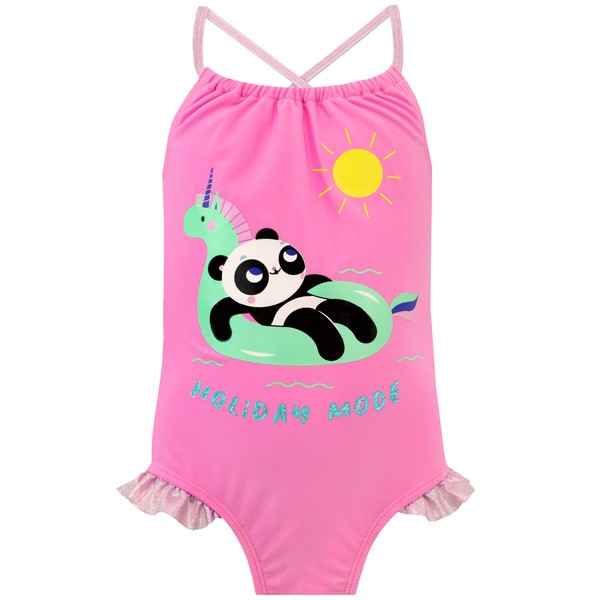 Harry Bear Girls Panda Swimsuit Multicoloured 7-8 Years