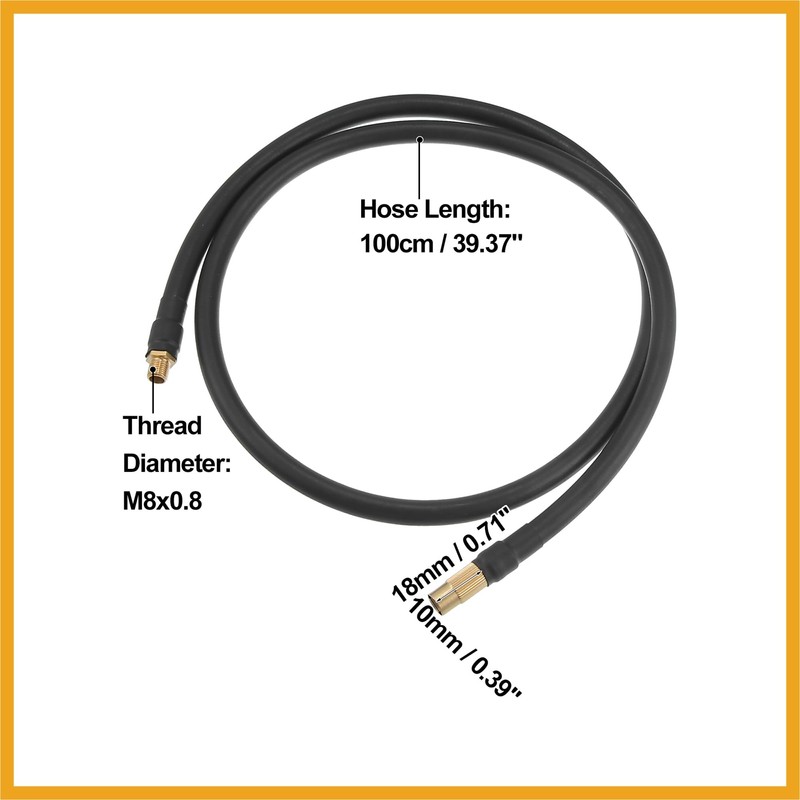 Partuto 100cm Car Tire Inflator Extension Hose Adapter Black Copper
