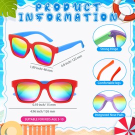 Relaxweex 12 Set Kids Sunglasses Bulk Party Favors with Card,Bag Neon Sunglasses Set for End of Year Gifts Birthday Graduation Summer Pool Beach Gifts Supplies(Beach Party,Classic)