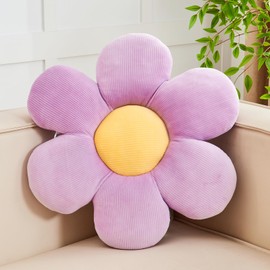 Kcvvcr Purple Flower Pillow, Soft 14.9" Flower Throw Pillow, Cute Flower Shaped Floor Pillow, Aesthetic Floral Plush Daisy Decorative Pillows for Bed Sofa Couch