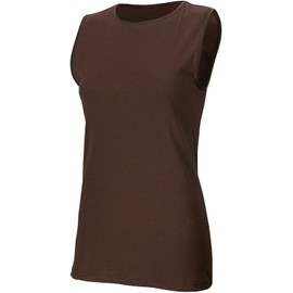 Rosette Women's Sleeveless Undershirt - Cotton - High Neck, Full shoulder design Chocolate Medium