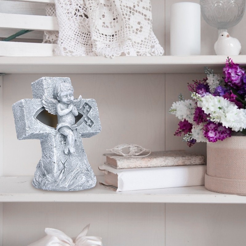 Angel Statue Hollow Design Cute Appearance Environmentally Friendly Resin Light
