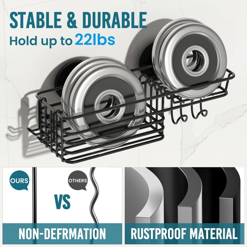 TAILI Shower Caddy Suction Cup with Hooks and Soap holder,
