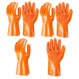 PEOKPIPLE 3 Pairs Heavy Duty Sewer Gloves | PVC Coated Abrasion Resistant Work Gloves for Drain Cleaning & Plumbing | Oil & Chemical Resistant, Non-Slip Grip