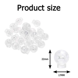 25 Pieces Clear Round Ball Cord Locks Toggles, Spring Cord Lock Single Hole Elastic Cord Adjuster, Spring Loaded Cord Lock, End Spring Toggle Stopper for Drawstrings Use in Shoelace, Bags, Clothing