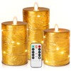 Da by Gold Flameless Candle, Battery-Powered Candle with Recessed String