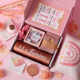 11th Birthday Gifts for Gifts,Unique Gifts Set Ideas for Turning 11 Year Old Girl Pamper Hamper Box,Happy Bday Present Basket Kit for Teen Girl Decorations for Sisters,Daughter,Niece, Granddaughter