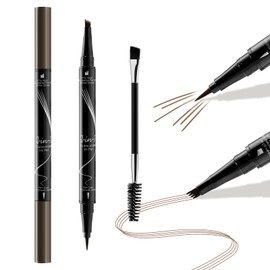 Boobeen Microblading Eyebrow Pencil, Waterproof Eyebrow Pencil with Brush, 2 in 1 Precision Eyebrow Pencil with Hair-like Strokes for Natural Eyebrow Makeup