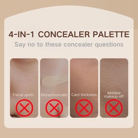 SHEBEEDO 4-In-1 Concealer Palette,Concealer Full Coverage Palette,Blendable Shades Contour Palette,CreamyConcealer Cream Long Lasting Waterproof,Corrects Dark Circles Red Marks Scars Tattoo,Anti-Age