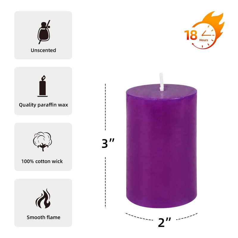 Jeco “2” Diameter by 3” Purple Pillar Candle,CPZ-2310