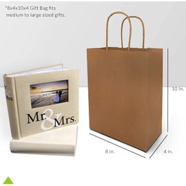 Brown Paper Shopping Bags, 80% PCW Paper Bags With Handles, Gift Bags, Kraft Bags Bulk 100 Pcs 8x4x10"-Cub